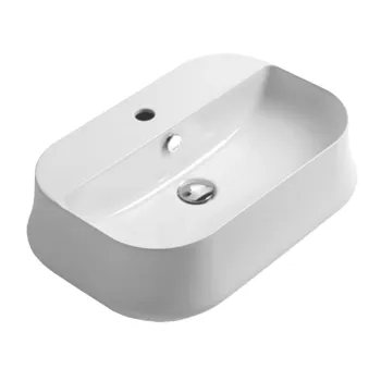 Vannas istabas izlietne Simas Sharp  60x42cm, kvadrātformas, uz virsmas, ar maisītāja caurumu, balta