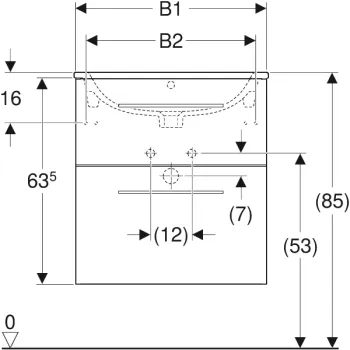 Vannas istabas skapītis Geberit Selnova Square ar izlietne 60cm, komplekts, balts