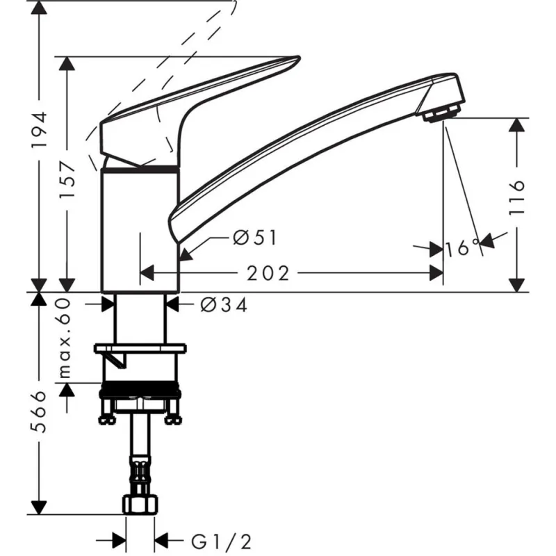 Virtuves maisītājs Hansgrohe Logis 120 ar grozāmu snīpi, hroms