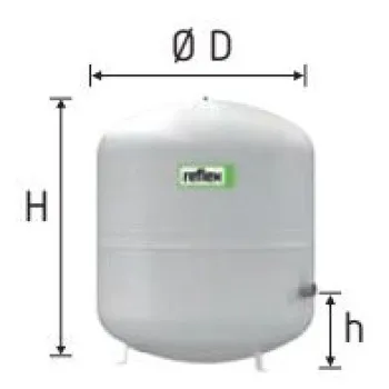 Izplešanās trauks Reflex N 100 GY 6/1.5b R1 apkurei Izplešanās trauks Reflex N 100 GY 6/1.5b R1 apkurei