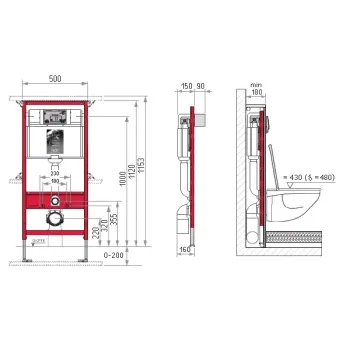 Montāžas rāmisTECEbase WC rāmis ar stiprinājumu komplektu