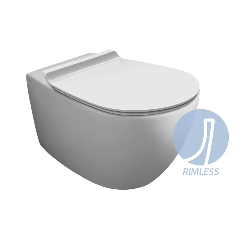 Piekaramais tualetes pods Simas Vignoni Rimless sienas WC poda komplekts, balts