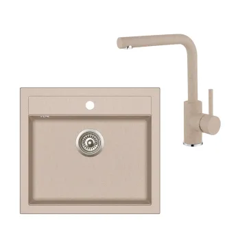 Granīta virtuves izlietne AQUASANITA 565x510 cm.+maisītājs , beige Granīta virtuves izlietne AQUASANITA 565x510 cm.+maisītājs , beige