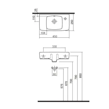 Vannas Istabas Izlietne GEBERIT SELNOVA Square 45X25cm kreisā, 500.319.01.1 Vannas Istabas Izlietne GEBERIT SELNOVA Square 45X25cm kreisā, 500.319.01.1