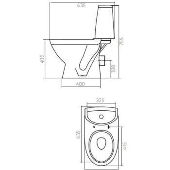Tualetes pods Kolo Runa ar horizontālu izvadu, tvertne 3/6l ar pievadu no apakšas, vāks ar SoftClose funkciju