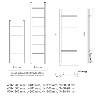 Primavera Elektriskais dvieļu žāvētājs 400x1120mm 87W, balts С34 Primavera Elektriskais dvieļu žāvētājs 400x1120mm 87W, balts С34