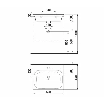 Vannas iztabas izlietne Jika Mio Design Line, 550x450 mm, balta