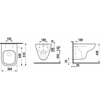 Piekaramais tualetes pods Jika Deep, stiprināms pie sienas, 360x510 mm, balts