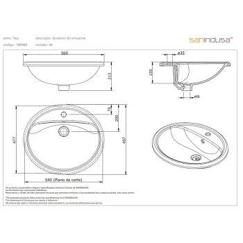 Vannas istabas izlietne Sanindusa Tejo, Iegremdējama  Balta 108360004
