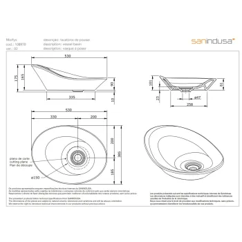 Vannas istabas izlietne Sanindusa Morfys uzliekamā Balta 108970004