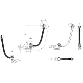 Vannas sifons Kielle Click-Clack , garums 1000 mm, matēti melns 116010114
