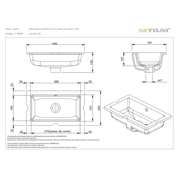 Vannas istabas izlietne Sanindusa Agres Iegremdējama 44x26mm, Balta 118940004