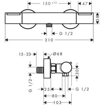 Dušas maisītājs Hansgrohe Ecostat Element ar termostatu, matēti melns 13346670