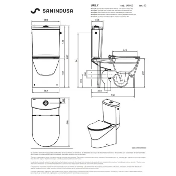 Tualetes pods Sanindusa URB.Y 65 Rimfree, ar SoftClose EasyClipp vāku, Balts matēts 140915604