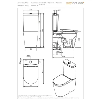 Tualetes pods Sanindusa URB.Y PLUS ar ClipOff Vāku, Balts 146921004
