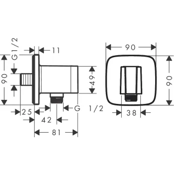 Dušas izvads Hansgrohe Fixfit Q ar turētāju, matēti melns 26887670