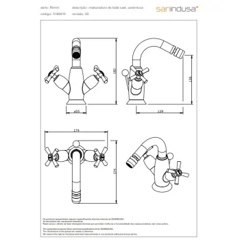 Bide maisītājs Sanindusa Rimini ar PopUp vārtsu Hromēts 518041011