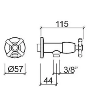 Dekoratīvais ventilis Sanisndusa Rimini 1/2, Hromēts 518056111F