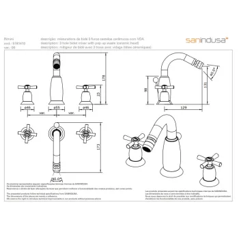 Bide maisītājs Sanindusa Rimini ar PopUp vārstu , Hromēts 518141011