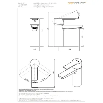 Vannas istabas izlietnes maisītājs Sanindusa Master 40, Hromēts 525030111