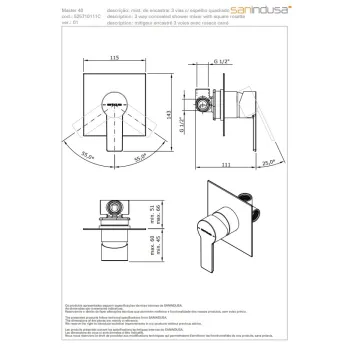 Dušas masītājs Sanindusa Master 40 iebūvējams Hromēts 525710111C