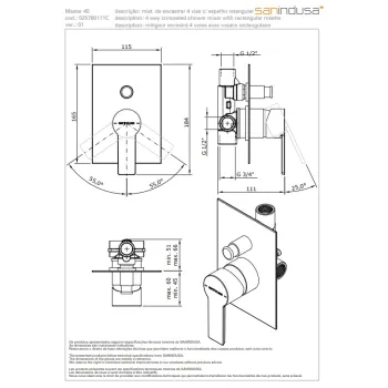 Dušas masītājs Sanindusa Master 40 iebūvējams ar 2 izvadiem Hromēts 525780111C