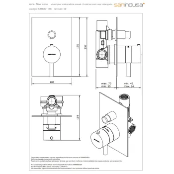 Dušas masītājs Sanindusa New Icone iebūvējams ar 2 izvadiem Hromēts 526680111C