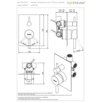 Dušas masītājs Sanindusa New Icone iebūvējams 3 izvadi Hromēts 526760111C