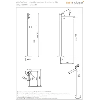 Vannas / Dušas maisītājs Sanindusa New Icone uz Grīdas, Hromēts 526880111