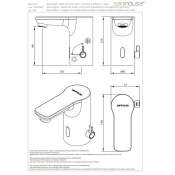 Vannas istabas izlietnes maisītājs Sanindusa Advance, ar Sensoru (ar Baterijām) Hromēts 527039111