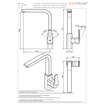 Virtuves maisītājs Sanindusa Advance Ar ColdOpen sistēmu un EcoSpot sistēmu 527303111