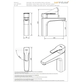 Vannas istabas izlietnes maisītājs Sanindusa Advance, Ar EcoSpot un ColdOpen sistēmu Hromēts 527733111