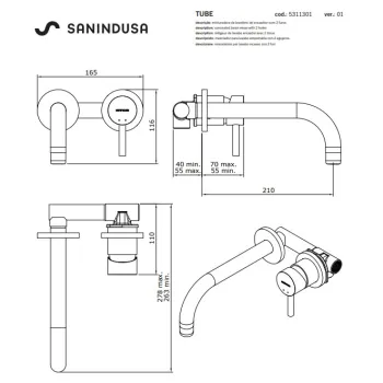 Vannas / Dušas maisītājs Sanindusa Tube, iebūvējams Melns 531130106