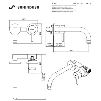 Vannas / Dušas maisītājs Sanindusa Tube, iebūvējams Hromēts 531130111