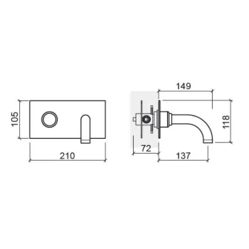 Vannas istabas izlietnes maisītājs  Sanindusa Tube pie sienas Hromēts 531234111