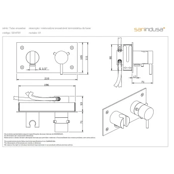 Dušas masītājs Sanindusa Tube iebūvējams ar termostatu Hromēts 531470111