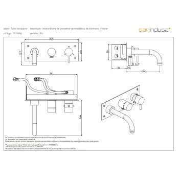Vannas / Dušas maisītājs Sanindusa Tube, iebūvējams Hromēts 531680111