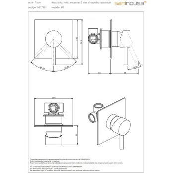 Dušas maisītājs Sanindusa Tube, iebūvējams Hromēts 531710111