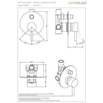 Dušas maisītājs Sanindusa Tube, iebūvējams Hromēts 531780111