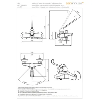 Vannas / Dušas maisītājs Sanindusa Easy Medicīnisks, Hromēts 536680111