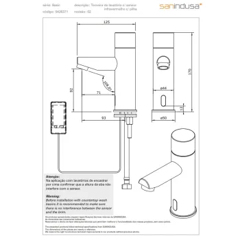 Vannas istabas izlietnes maisītājs Sanindusa Basic ar sensoru (baterija), Hromēts 542637111