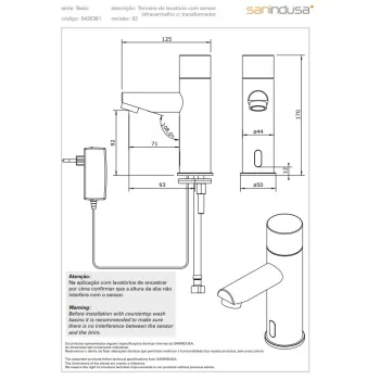 Vannas istabas izlietnes maisītājs Sanindusa Basic ar sensoru, (tīkla pieslēgums) Hromēts 542638111