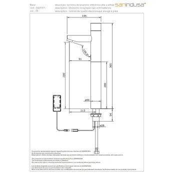 Vannas istabas izlietnes maisītājs Sanindusa Basic Paaugstināts ar sensoru (baterija), Hromēts 542737111