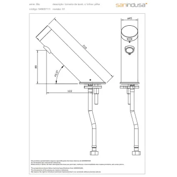 Vannas istabas izlietnes maisītājs Sanindusa Basic ar sensoru, (baterija 9V) Hromēts 546637111