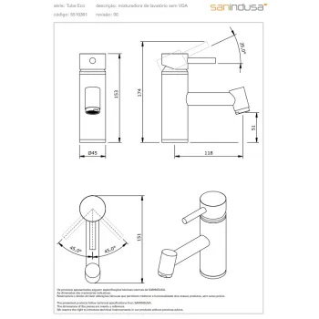 Vannas istabas izlietnes maisītājs Sanindusa Tube ECO, Hromēts 551030111