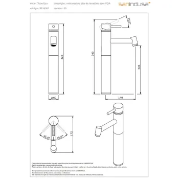 Vannas istabas izlietnes maisītājs Sanindusa Tube ECO paaugatināts, Hromēts 551430111
