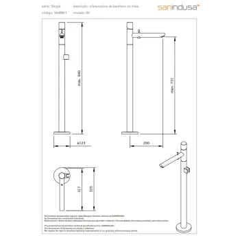 Vannas / Dušas maisītājs Sanindusa Single uz Grīdas, Hromēts 554880111