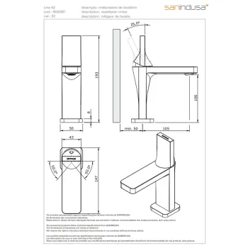 Vannas istabas izlietnes maisītājs Sanindusa Line 42, Hromēts 555030111