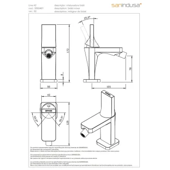 Bide maisītājs Sanindusa Line 42, Hromēts 555040111