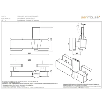 Dušas masītājs Sanindusa Line 42, Melns 555070116
